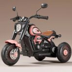 Tricicleta Electrica pentru Copii, Embo, Tricicleta DUAL-DRIVE 380*2 Baterie 6V 4.5, Bluetooth,  Sistem Anti-Rasturnare, Sistem de Lumini si Sunet, 5+ Ani, 80 x 60 x 42 cm, Roz Negru - imagine 2