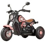 Tricicleta Electrica pentru Copii, Embo, Tricicleta DUAL-DRIVE 380*2 Baterie 6V 4.5, Bluetooth,  Sistem Anti-Rasturnare, Sistem de Lumini si Sunet, 5+ Ani, 80 x 60 x 42 cm, Roz Negru