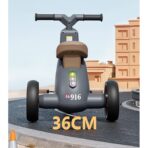 Tricicleta pentru Copii, Embo, Exercitiu de Echilibru, pentru 1-6 Ani, Functie de Lumini si Sunete, cu Pedale, din Plastic, Roti Gonflabile, Greutate Portanta 60 kg, 57 x 36 x 47 cm, Gri - imagine 6