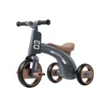 Tricicleta pentru Copii, Embo, Exercitiu de Echilibru, pentru 1-6 Ani, Functie de Lumini si Sunete, cu Pedale, din Plastic, Roti Gonflabile, Greutate Portanta 60 kg, 57 x 36 x 47 cm, Gri