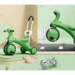 Tricicleta pentru copii Embo, pedalare, impingere, lumini si sunete, pedale antiderapante, material dur, cos depozitare, varsta peste 18 luni, 80x40x52 cm, verde - imagine 2