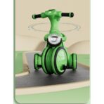 Tricicleta pentru copii Embo, pedalare, impingere, lumini si sunete, pedale antiderapante, material dur, cos depozitare, varsta peste 18 luni, 80x40x52 cm, verde - imagine 4