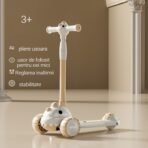 Trotineta Multifunctionala 6 in 1, Embo, Pentru Copii De La 10 Luni Pana La 12 Ani, Cu Maner De Impingere, Reglabil 360, Pliere Usoara, Reglarea Inaltimii, Model Dinozaur, Alb/Bej - imagine 3