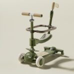 Trotineta Tip Carucior pentru Copii 7in1, Embo, Pliabila, Ghidon Reglabil, Parti Detasabile, Lumini LED, Muzica, Suport pentru picioare, Verde - imagine 2