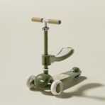 Trotineta Tip Carucior pentru Copii 7in1, Embo, Pliabila, Ghidon Reglabil, Parti Detasabile, Lumini LED, Muzica, Suport pentru picioare, Verde - imagine 3
