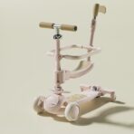Trotineta Tip Carucior pentru Copii 7in1, Embo, Pliabila, Ghidon Reglabil, Parti Detasabile, Lumini LED, Muzica, Suport pentru picioare, Roz - imagine 2