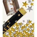 Tub de Confetti, Embo, Bonne Annee, 30x5 cm, Confetii Stelute din Aluminiu, Auriu/Argintiu - imagine 7