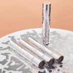 Tub de Confetti, Embo, Party Popper, 30x5 cm, Confetii Lucioase Rezistente la Foc, Eliberare prin Rasucire, Argintiu - imagine 3