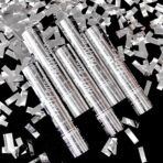 Tub de Confetti, Embo, Party Popper, 30x5 cm, Confetii Lucioase Rezistente la Foc, Eliberare prin Rasucire, Argintiu - imagine 4