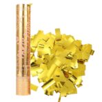 Tub de Confetti, Embo, Party Popper, 30x5 cm, Confetii Lucioase Rezistente la Foc, Eliberare prin Rasucire, Auriu