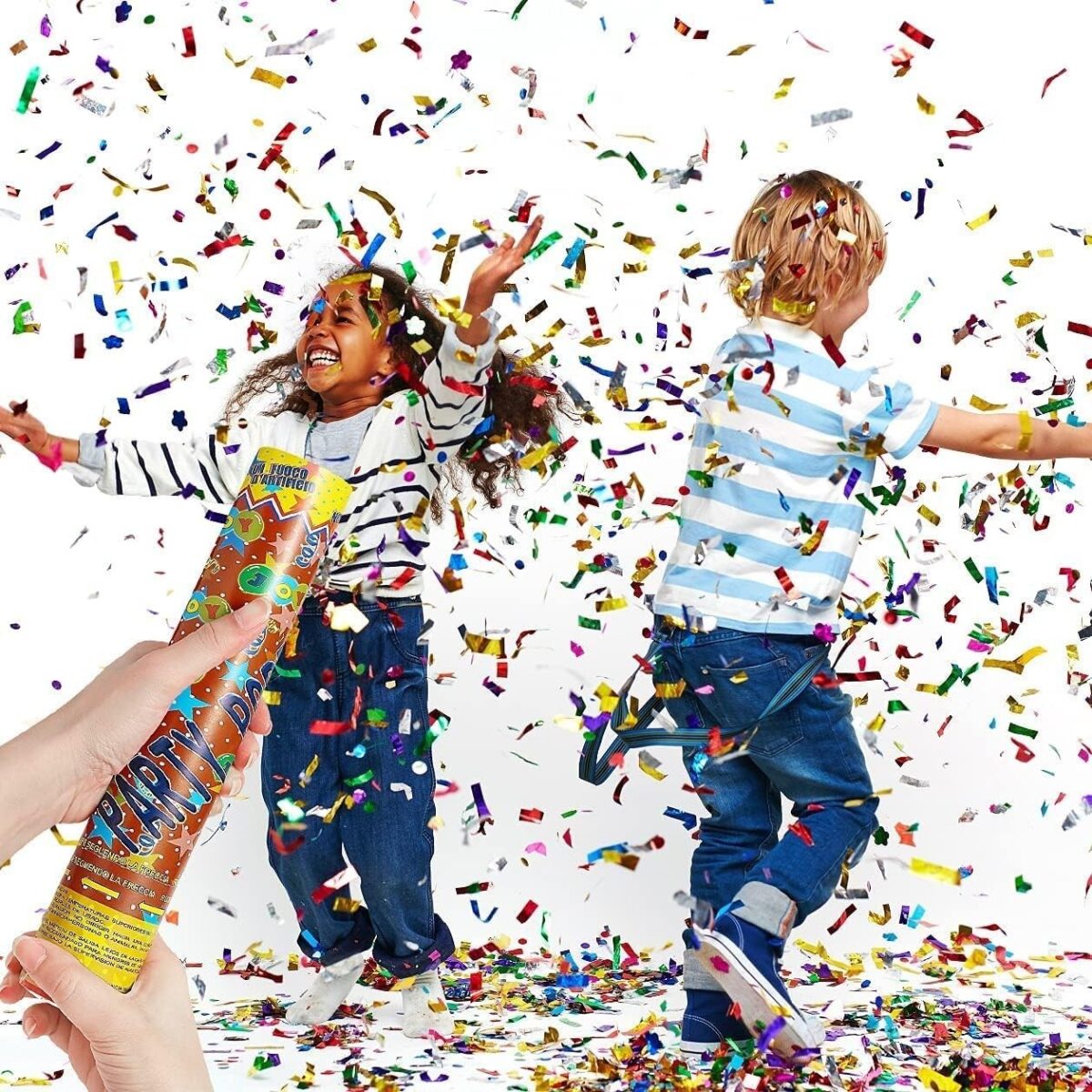 Tub de Confetti, Embo, Party Popper, 40x5 cm, Confetii Asortate din Aluminiu, Multicolor - imagine 2