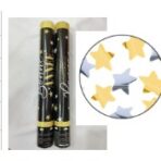 Tub de Confetti, Embo, Bonne Annee, 60x5 cm, Confetii Stelute din Aluminiu, Auriu/Argintiu