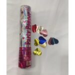 Tub de Confetti, Embo, Party Popper, 20x5 cm, Confetii Inimioare din Aluminiu, Multicolor