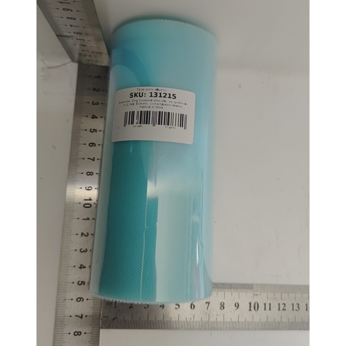 Tul Decorativ, Embo, 15 cm Latime, 22 cm Lungime, din Poliester, Albastru - imagine 2