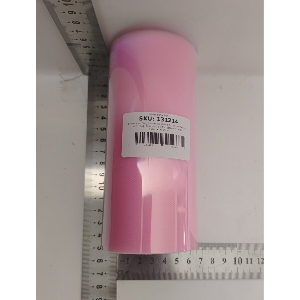 Tul Decorativ, Embo, 15 cm Latime, 22 cm Lungime, din Poliester, Roz - imagine 2