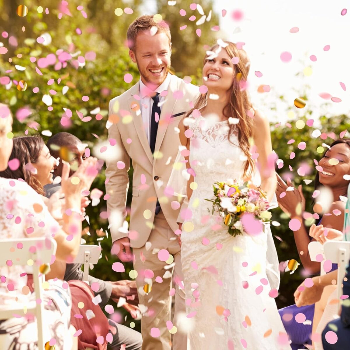 Tun Confetti, Embo, Confetti Inimioare si Mesaj Love, 40 x 5 cm, Roz Alb - imagine 4