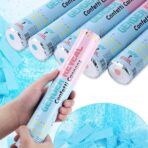 Tun Confetti, Embo, Model Gender Reveal, Confetti Cannons, 40 cm, Ambalaj din Carton, Eliberare prin Rasucire, Albastru - imagine 5