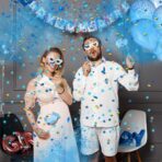 Tun Confetti, Embo, Model Gender Reveal, Confetti Cannons, 40 cm, Ambalaj din Carton, Eliberare prin Rasucire, Albastru - imagine 7