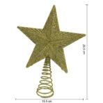 Varf decorativ de brad, Auriu, in forma de Stea, cu design in relief, din Plastic/Metal, 15.5 cm x 20.5 cm, Interior/Exterior, Embo - imagine 11