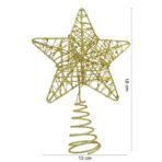 Varf decorativ de brad, Auriu, in forma de Stea, design cu paiete, din Plastic/Metal, 13 cm x 18 cm, diametru 4 cm, Interior/Exterior, Embo - imagine 6