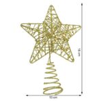 Varf decorativ de brad, Auriu, in forma de Stea, design cu paiete, din Plastic/Metal, 13 cm x 18 cm, diametru 4 cm, Interior/Exterior, Embo - imagine 11