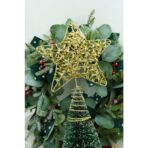 Varf decorativ de brad, Auriu, in forma de Stea, design cu paiete, din Plastic/Metal, 18 cm x 23 cm, Interior/Exterior, Embo - imagine 5