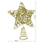 Varf decorativ de brad, Auriu, in forma de Stea, design cu paiete, din Plastic/Metal, 18 cm x 23 cm, Interior/Exterior, Embo - imagine 6
