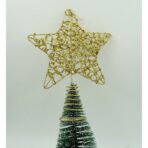 Varf decorativ de brad, Auriu, in forma de Stea, design cu paiete, din Plastic/Metal, 18 cm x 23 cm, Interior/Exterior, Embo - imagine 9