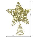 Varf decorativ de brad, Auriu, in forma de Stea, design cu paiete, din Plastic/Metal, 18 cm x 23 cm, Interior/Exterior, Embo - imagine 11