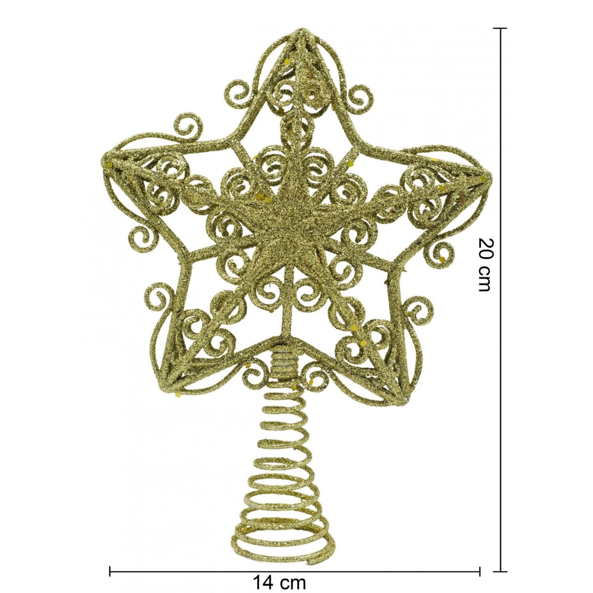Varf decorativ de brad, Auriu, in forma de Stea, design forjat, din Plastic/Metal, 14.5 cm x 20 cm, Interior/Exterior, Embo - imagine 5