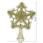 Varf decorativ de brad, Auriu, in forma de Stea, design forjat, din Plastic/Metal, 14.5 cm x 20 cm, Interior/Exterior, Embo - imagine 5