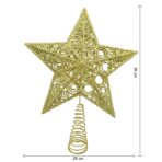 Varf decorativ de brad, Auriu, in forma de Stea, design spiralat, din Plastic/Metal, 29 cm x 38 cm, Interior/Exterior, Embo - imagine 6