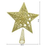 Varf decorativ de brad, Auriu, in forma de Stea, design spiralat, din Plastic/Metal, 29 cm x 38 cm, Interior/Exterior, Embo - imagine 11