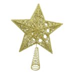 Varf decorativ de brad, Auriu, in forma de Stea, design spiralat, din Plastic/Metal, 29 cm x 38 cm, Interior/Exterior, Embo