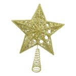 Varf decorativ de brad, Auriu, in forma de Stea, design spiralat, din Plastic/Metal, 29 cm x 38 cm, Interior/Exterior, Embo