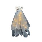 Voal Luminos cu Coronita, Embo, Lumina Alb Cald, pentru Serbari Copii, Petrecerea Burlacitelor, Marime universala, Lumina LED, Alb