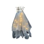 Voal Luminos cu Coronita, Embo, Lumina Alb Cald, pentru Serbari Copii, Petrecerea Burlacitelor, Marime universala, Lumina LED, Alb