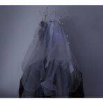 Voal Luminos cu Coronita, Embo, Lumina Multicolora, pentru Serbari Copii, Petrecerea Burlacitelor, Marime universala, Lumina LED, Alb - imagine 3