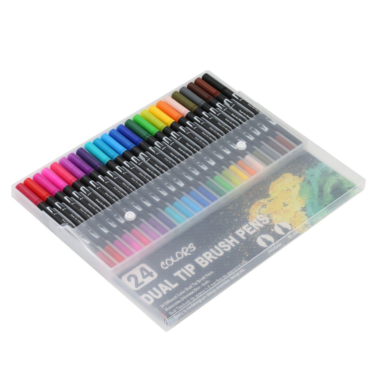 Set 24 Carioci, Embo, pe Baza de Apa, 2 Tipuri de Varf, 1-2 mm, 0.4 mm, Corp Carioca Negru, din Plastic, Multicolor - imagine 2