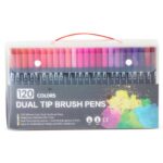 Set 120 Carioci, Embo, pe Baza de Apa, 2 Tipuri de Varf, 1-2 mm, 0.4 mm, Corp Carioca Negru, din Plastic, Multicolor