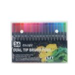 Set 36 Carioci, Embo, pe Baza de Apa, 2 Tipuri de Varf, 1-2 mm, 0.4 mm, Corp Carioca Negru, din Plastic, Multicolor