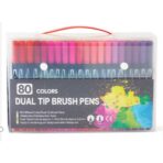 Set 80 Carioci, Embo, pe Baza de Apa, 2 Tipuri de Varf, 1-2 mm, 0.4 mm, Corp Carioca Negru, din Plastic, Multicolor