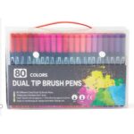 Set 80 Carioci, Embo, pe Baza de Apa, 2 Tipuri de Varf, 1-2 mm, 0.4 mm, Corp Carioca Negru, din Plastic, Multicolor