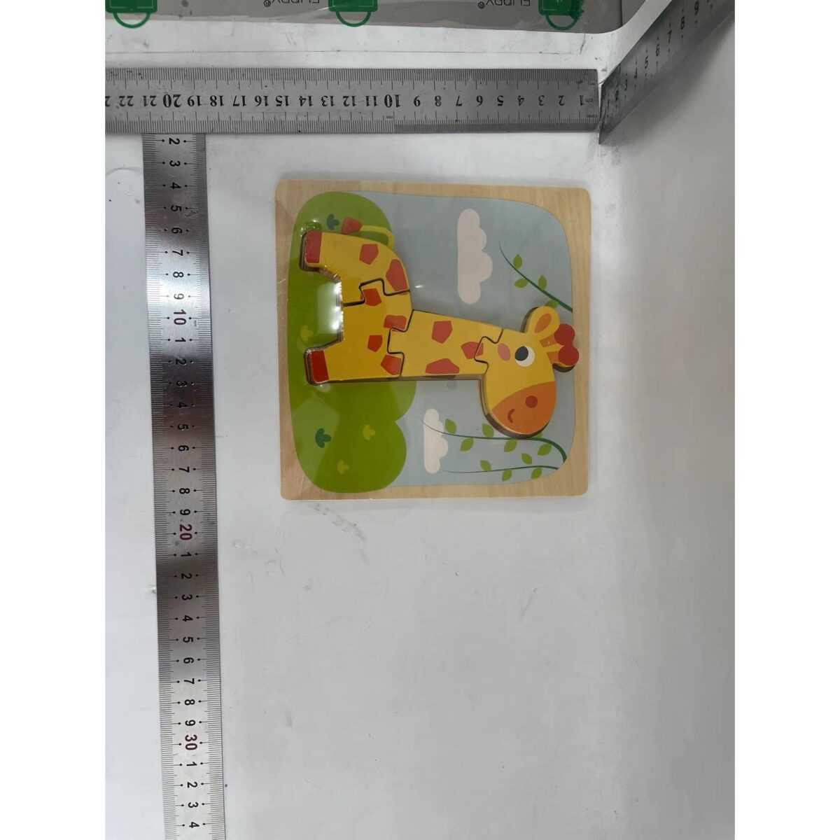 Puzzle Montessori din Lemn pentru Copii, Embo, 3D, 0-3 Ani, Model Girafa, Educativ, Intuitiv, Creativ, 4 Piese, 15x15x0.5 cm, Multicolor - imagine 2