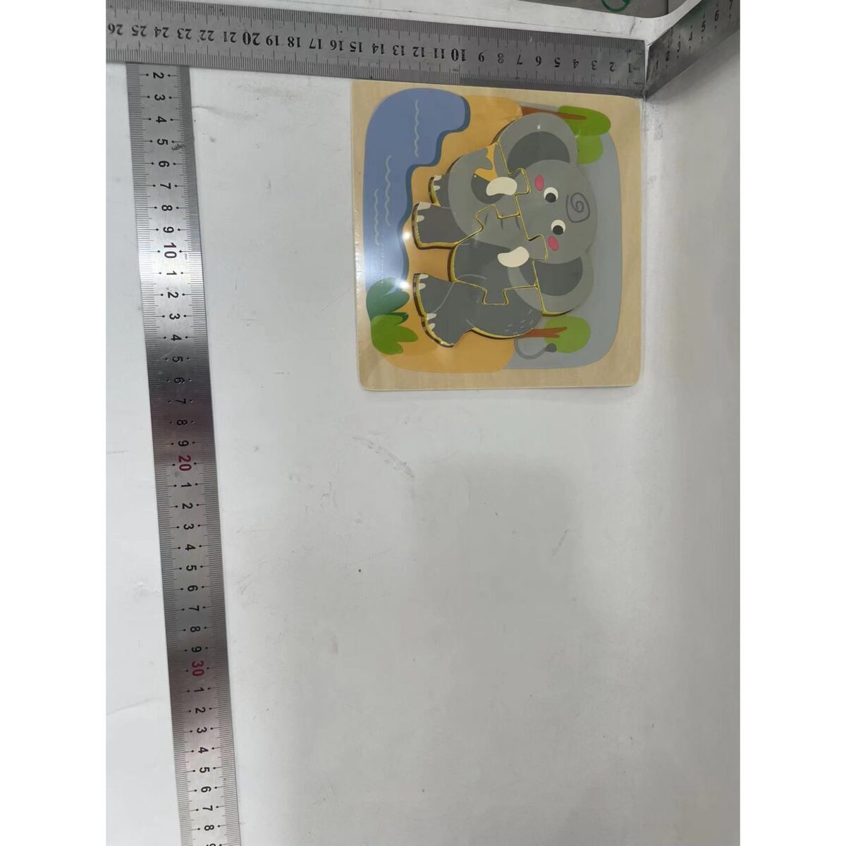 Puzzle Montessori din Lemn pentru Copii, Embo, 3D, 0-3 Ani, Model Elefant, Educativ, Intuitiv, Creativ, 4 Piese, 15x15x0.5 cm, Multicolor - imagine 2