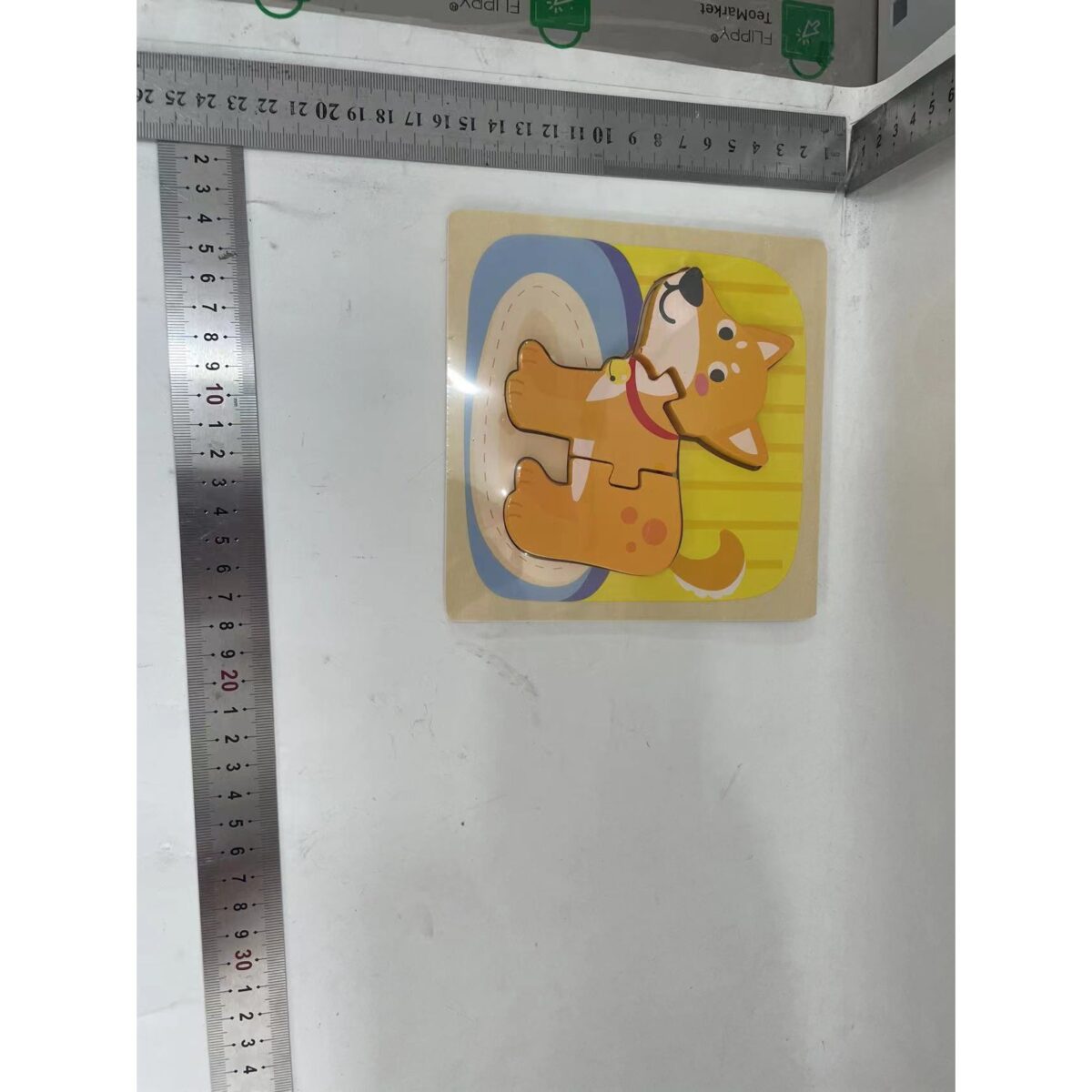 Puzzle Montessori din Lemn pentru Copii, Embo, 3D, 0-3 Ani, Model Catel, Educativ, Intuitiv, Creativ, 3 Piese, 15x15x0.5 cm, Multicolor - imagine 2