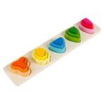 Jucarie Montessori din Lemn, Embo, Tip Puzzle, cu 5 Forme Asimetrice, 15 Piese, Educativa, Interactiva, Creativa, Model Copaci, Materiale Non Toxice, +2 Ani, 29x6.5 cm, Multicolor