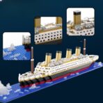 Set de Constructie Vaporul Titanic, Embo, 6 Ani, Ornament Creativ, 56x11x8 cm, 1787 de Piese, Multicolor - imagine 3