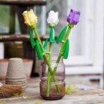 Set de Constructie 3 Lalele, Embo, 24cm Lungime, Ornament Floral, 111 Piese, 6 Ani, Mov-Alb-Galben - imagine 2
