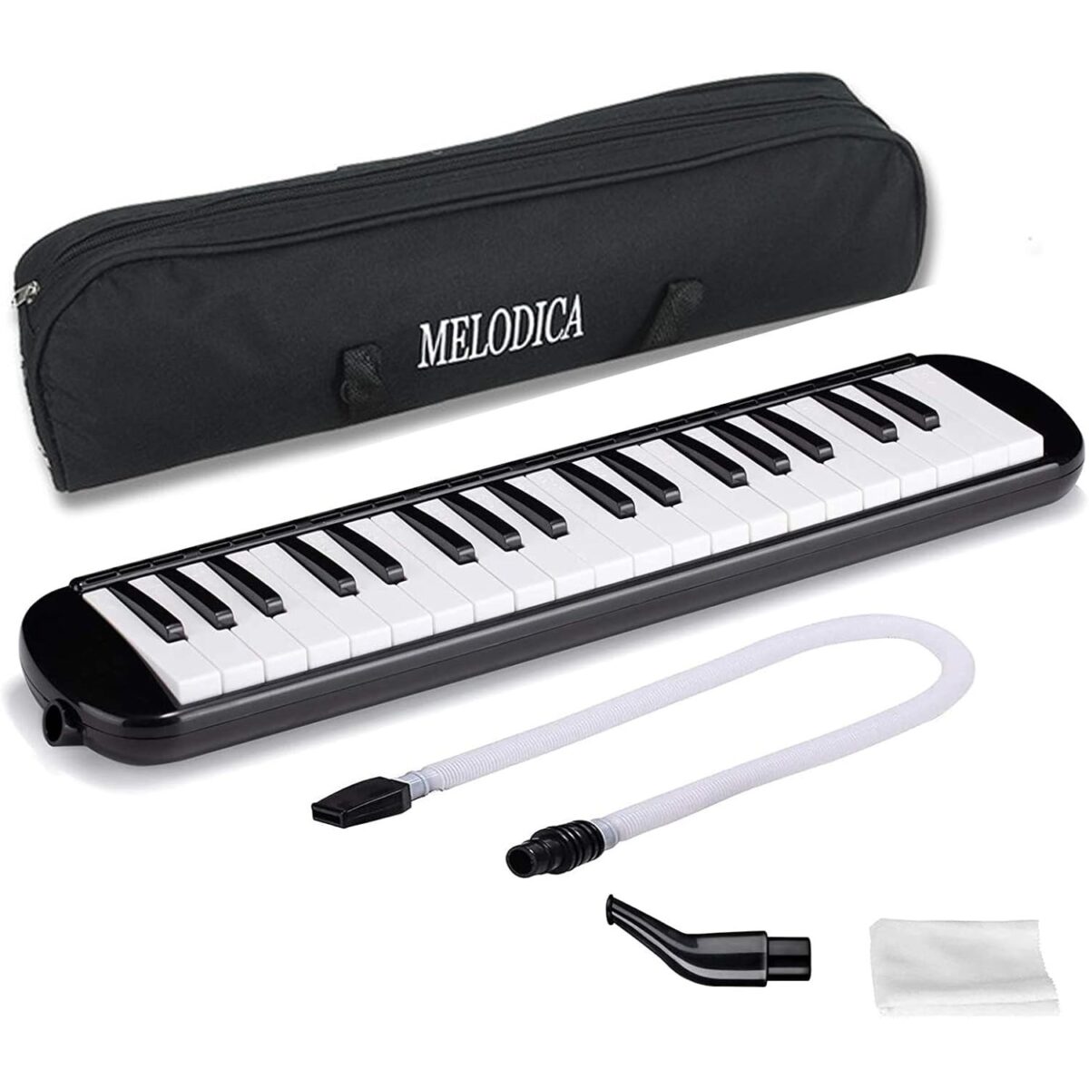 Muzicuta Melodica 32 Clape, Embo, din ABS, pentru Incepatori, 45 x 13 x 7 cm, Include Husa si Suflator, Negru - imagine 4